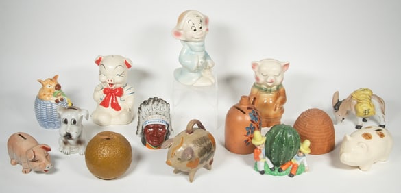 (14) VINTAGE CERAMIC STILL COIN BANKS