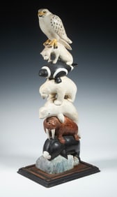 CONTEMPORARY FOLK ART CARVED ANIMAL TOTEM