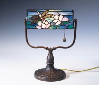 DALE TIFFANY LEADED GLASS DESK LAMP
