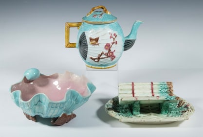 (3 PCS) 19TH C. MAJOLICA SERVING DISHES