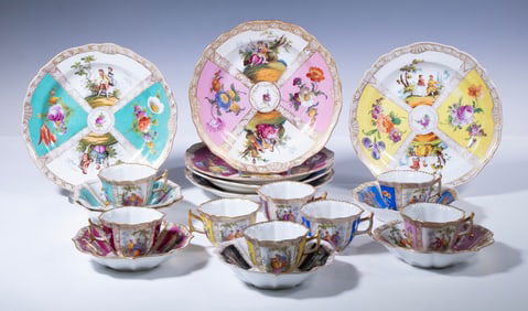 (20 PCS) DRESDEN & MEISSEN PORCELAIN DISHES