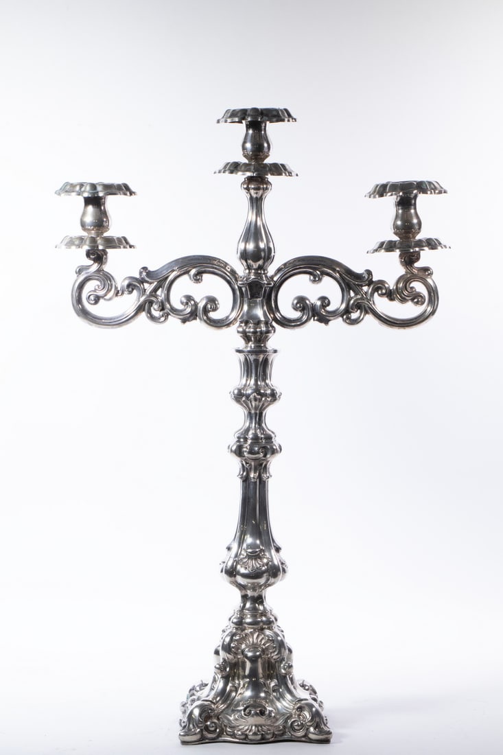 ROCOCO STYLE SILVER-PLATE CANDELABRUM (1 of 1)