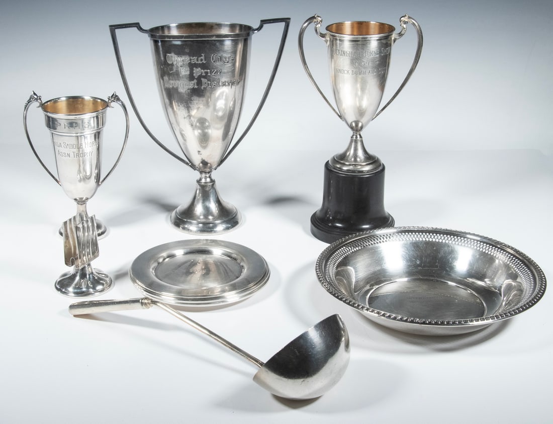 (9) SILVER-PLATE TROPHIES & ACCESSORIES (1 of 2)