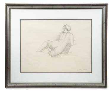 ARISTIDE JOSEPH BONAVENTURE MAILLOL (FRANCE, 1861-1944): Nu de Dos, lithograph, signed in print and pencil signed, un-numbered, in silver and black frame, matted under glass.From the private collection of Sally Jessy Raphael Converted dimensions: Sight: 14