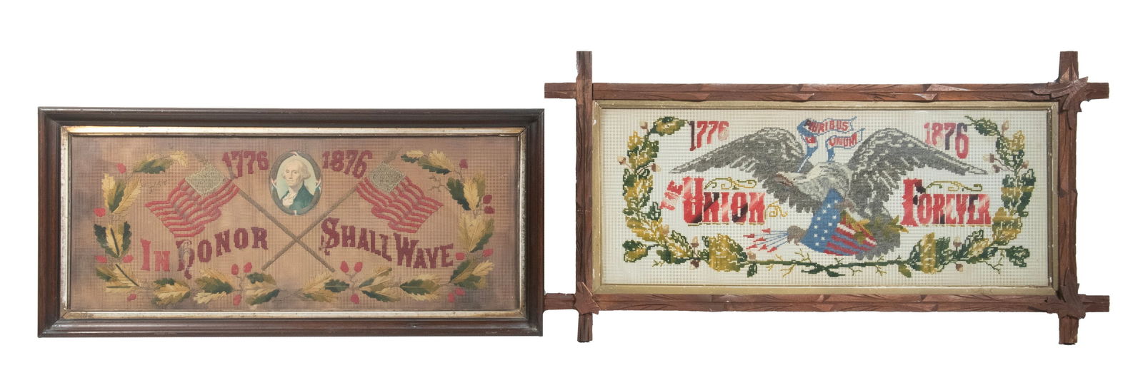(2) VICTORIAN PUNCH PAPER PATRIOTIC NEEDLEWORKS (1 of 3)