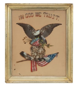 VICTORIAN FEATHER ART PATRIOTIC PICTURE