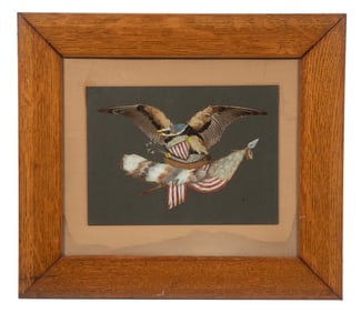 VICTORIAN FEATHER ART PATRIOTIC PICTURE