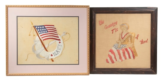 (2) FRAMED AMERICAN PATRIOTIC EMBROIDERIES