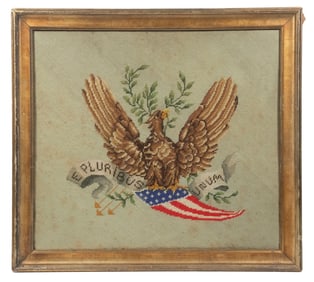 FRAMED AMERICAN PATRIOTIC NEEDLEPOINT PICTURE