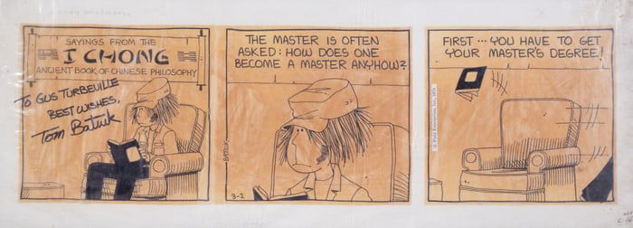 COMIC STRIP ART 1974 "FUNKY WINKERBEAN" BY TOM BATIUK (1947 - )