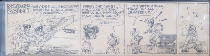 COMIC STRIP ART 1960S "BUNGLETON GREEN" BY CHESTER COMMODORE (1914-2994)