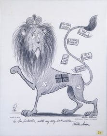 CARTOON ART 1974 BRITISH LION, BY CHICK LARSEN (1923-1991)