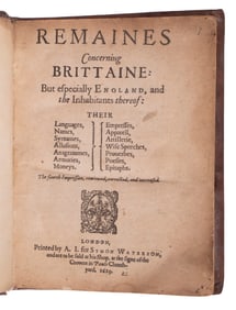 RARE BOOK ENGLISH SOCIAL HISTORY, 1629, WM CAMDEN