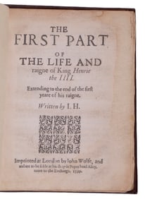 EARLY ROYAL HISTORY BOOK, JOHN HAYWARD, KING HENRY IV, 1599