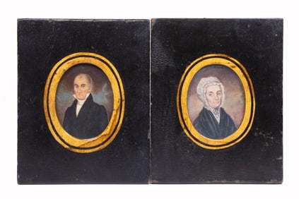 PAIR OF MINIATUE PORTRAITS NY STATE DONE 1829
