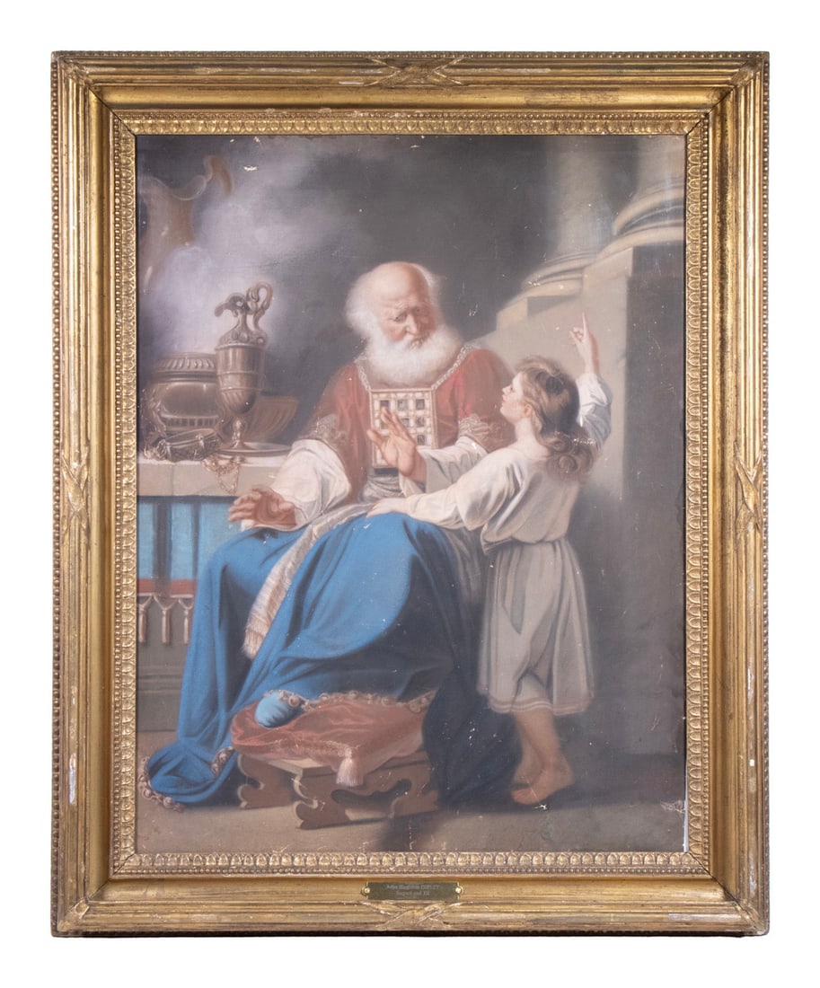 JOHN SINGLETON COPLEY (MA/UK, 1734-1815): Samuel Reading to Eli the Judgement of God Upon Eli's House, pastel on paper, unsigned, possibly a study for the oil painting which was done in 1780 and resides at the Wadsworth Atheneum Museum of Art