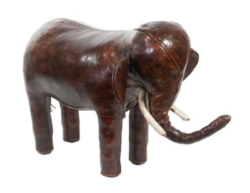 OMERSA & CO. LEATHER ELEPHANT FOOTSTOOL