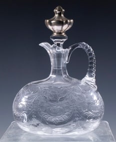 CUT CRYSTAL EWER WITH GORHAM STERLING STOPPER