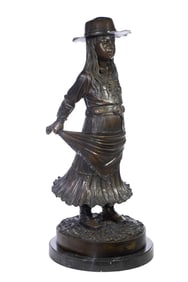 BRONZE STATUE OF LITTLE GIRL GAUCHO SIGNED JIM DAVIDSON