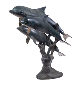 BRONZE SWIMMING DOLPHINS