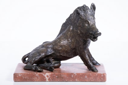 BRONZE WILD BOAR SCULPTURE