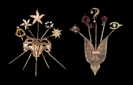 VINTAGE 14K GOLD STICK PIN BROOCHES
