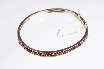 GILDED SILVER GARNET BANGLE BRACELET
