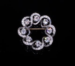 VINTAGE 14K GOLD DIAMOND WREATH PENDANT/BROOCH