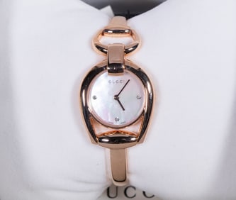GUCCI MOTHER OF PEARL AND ROSE GOLD LADIES WRISTWATCH