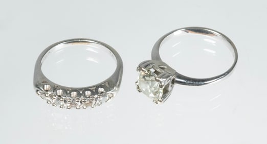 VINTAGE DIAMOND AND 14K WHITE GOLD WEDDING SET