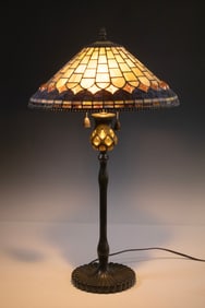LEADED SLAG GLASS LAMP