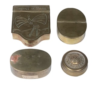 (4) EARLY BRASS BOXES