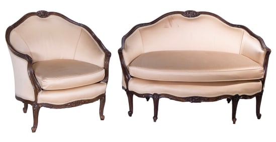 FRENCH STYLE SETTEE & ARMCHAIR PROP OF LEONARD BERNSTEIN
