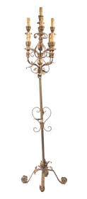 GOLD PAINTED IRON MULTI-STEM TORCHERE
