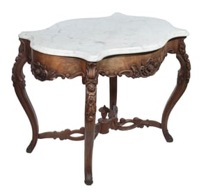VICTORIAN MARBLE TOP PARLOR TABLE