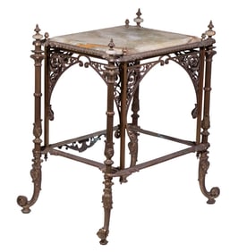 VICTORIAN BRONZE & ALABASTER CENTER TABLE
