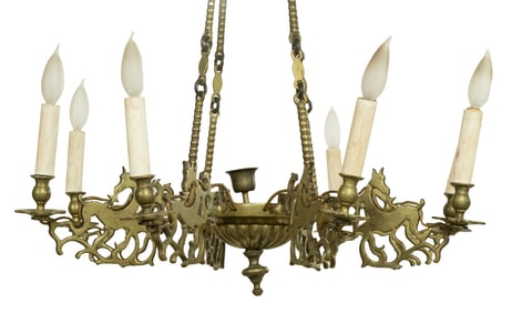 EARLY BRONZE FIGURAL CHANDELIER