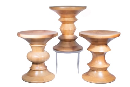 (3) TURNED WOODEN SIDE TABLES OR STOOLS