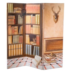 CONTEMPORARY PAINTED FOLDING SCREEN
