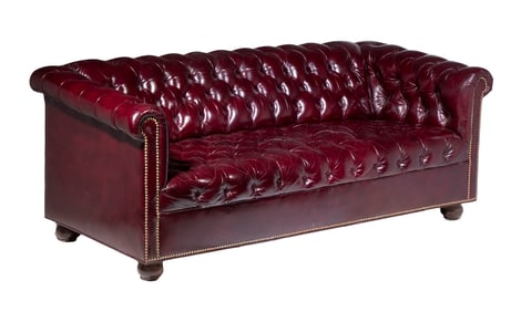 SIX FOOT CHESTERFIED LEATHER SOFA