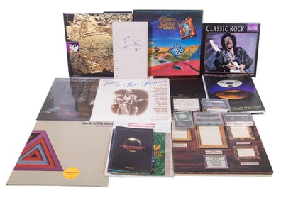 BOX LOT OF BOOKS, EPHEMERA RELATING TO MFSL MASTER RECORDINGS, AND GROUP OF (15) ALBUMS