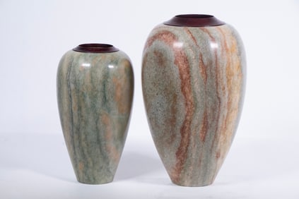 GEORGE WESTBROOK CARVED ALABASTER VASES