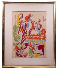 MIDCENTURY SEMI-ABSTRACT STEEPLECHASE PRINT