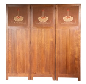 (3) MISSION OAK FOLDING SCREEN PANELS