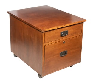 STICKLEY MISSION OAK ROLLING FILE CABINET