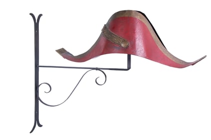 PAINTED TIN BICORNE HAT TRADE SIGN
