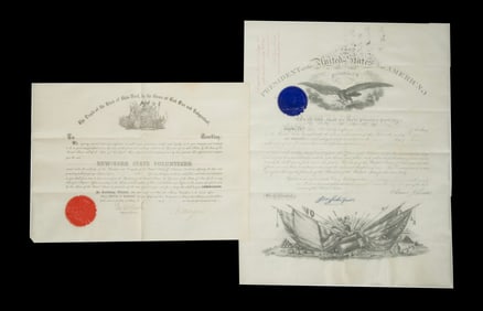 (2) ANDREW JOHNSON MILITARY APPOINTMENT (BREVET) NY 151ST INF