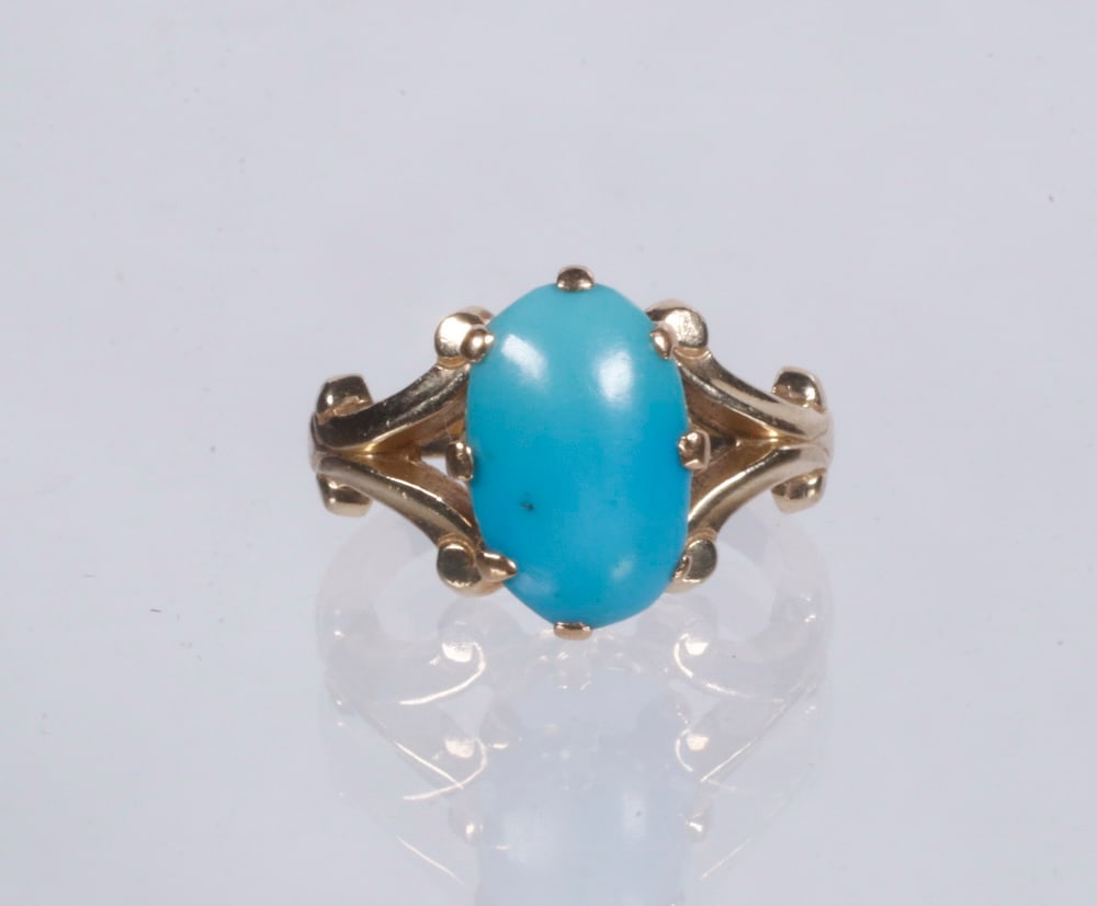 ANTIQUE 14K GOLD AND PERSIAN TURQUOISE RING (1 of 2)