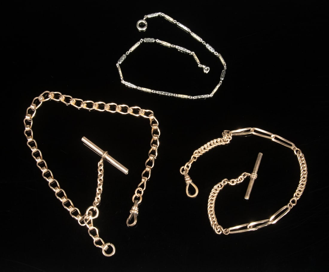 (3) ART DECO GOLD FILLED WATCH CHAINS (1 of 1)
