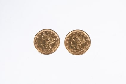 PR 1873 U.S. LIBERTY HEAD $2 1/2 GOLD COIN CUFFLINKS
